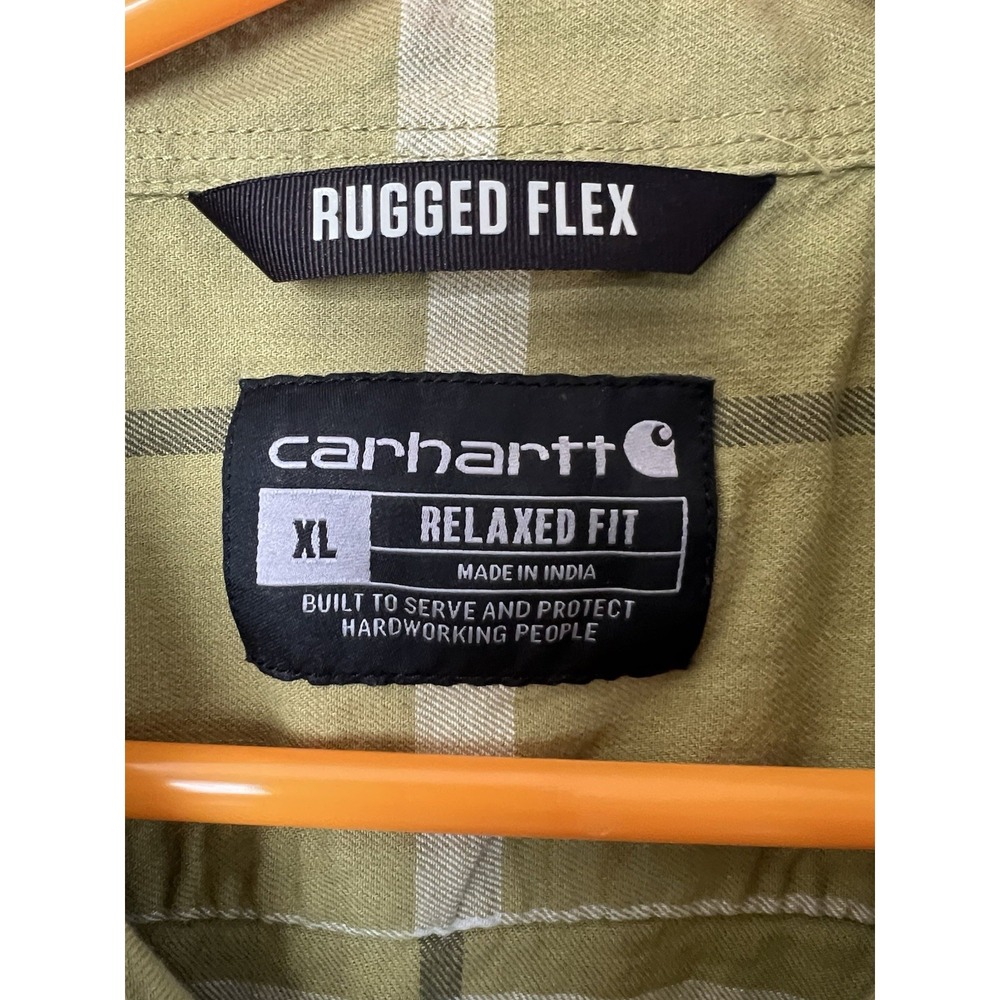 Carhartt Mens Rugged Flex Green Plaid Relaxed‎ Fit Shirt XL - Picture 3 of 4